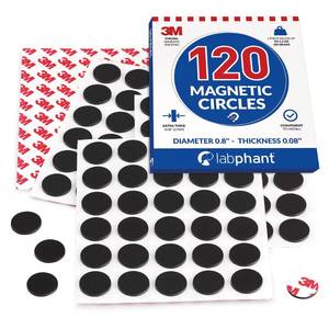 lot 50646 image: Round Magnets with Adhesive Backing, 120 Pieces Magnet Circles (Diameter 0.8���� x 0.08��) on 4 Tape Sheets, with 3M Strong Adhesive Backing. Perfect for DIY, Art Projects, whiteboards & Fridge