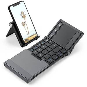 lot 50649 image: iClever Bluetooth Keyboard, BK08 Folding Keyboard with Sensitive Touchpad (Sync Up to 3 Devices), Pocket-Sized Tri-Folded Fodable Keyboard for Windows Mac Android iOS