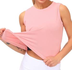 lot 50651 image: Dragon Fit Women Sleeveless Yoga Tops Workout Cool T-Shirt Running Short Tank Crop Tops (Pink, Small)