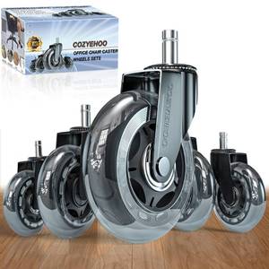 lot 50656 image: Office Chair Wheels, Heavy-Duty Caster Wheels 3 Inch, Replacement Wheels for Office Chair, Rubber Casters for Wood FloorsCarpet, Safe Quiet Rolling for Office Desk Chair Chair Wheels Set of 5