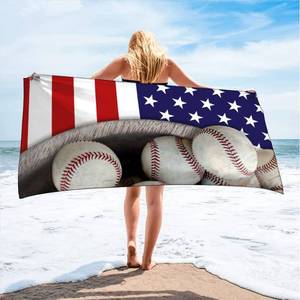 lot 50668 image: SPANN Microfiber American Flag Baseball Beach Towel 4th of July - 30x60 Large Beach Towel Cool Quick Fast Dry Absorbent Lightweight Sand Free Bath Towels