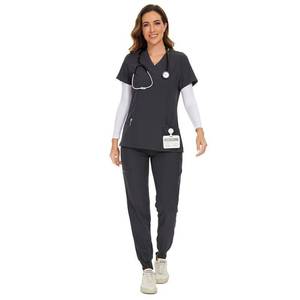 lot 50680 image: COZYFIT Scrubs for Women Set - Stretch V-Neck Scrub Top & Jogger Pant with 8 Pockets, Yoga Waistband, Anti Wrinkle, Slim Fit Women Scrubs. Medium