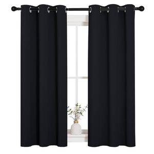 lot 50684 image: NICETOWN Halloween Blackout Draperies Window Curtain Panels, AutumnWinter Thermal Insulated Solid Grommet Blackout CurtainsDrapes for Cafe (Set of 2, 34 inches by 54 inches, Black)