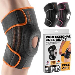 lot 50689 image: DR. BRACE ELITE Knee Brace with Side Stabilizers & Patella Gel Pads for Maximum Knee Pain Support and fast recovery for men and women-Please Check How To Size Video (Mars, Large)