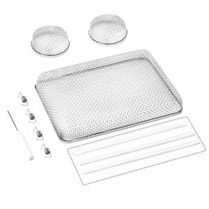 lot 50697 image: RVGUARD RV Flying Insect Screen, Stainless Steel Mesh RV Furnace Vent Cover with Installation Tool and Silicone Rubber, 2.8 x 1.3 Inch for Furnace Fitting, 8.5 x 6 x 1.3 Inch for Water Heater