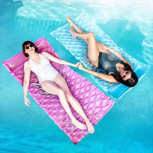 lot 50709 image: Sloosh Inflatable Pool Floats Raft Lounge for Adults,Floating Mat Swimming Pool Mattress with Headrest,2 Pieces Pool Float Air Mat for Adults 64x32 inch(BluePurple)