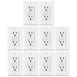 lot 50712 image: ELECTECK 10 Pack GFCI Outlets 15 Amp, Non-Tamper Resistant, Decor GFI Receptacles with LED Indicator, Ground Fault Circuit Interrupter, Wallplate Included, ETL Listed, White