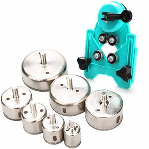 lot 50727 image: Hole Saw Set, 7Pcs Diamond Drill Bits with Hole Saw Guide Jig Fixture, 1-3.15 inch Coated Core Drill Bits, Adjustable Hole Saw Centering Locator Suction Holder for Glass,Ceramics,Tile