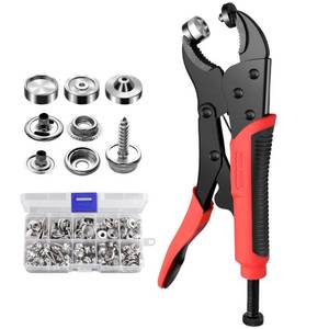 lot 50730 image: XUNTOP Heavy Duty Snap Fastener Tool Adjustable Snap Tool Kit with 40ets Snap Buttons for Repairing or Replacing Metal Snaps on Boat Covers, Clothing, Denim Buttons, Leather, Awnings, etc