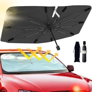 lot 50741 image: Car Windshield Sun Shade Umbrella - Foldable Car Umbrella Sunshade Cover UV Block Car Front Window (Heat Insulation Protection) for Auto Windshield Covers Trucks Cars (Large)
