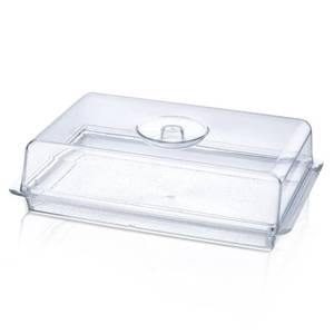lot 50747 image: Fonteme Rectangular Acrylic Serving Tray with Dome Lid - Clear  100% BPA-Free Acrylic Tray  Versatile Storage and Display Solution for Banquets, Parties, and Home Use  Trays for Serving Food
