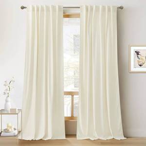 lot 50765 image: RYB HOME White Velvet Curtains 90 inches - Room Darkening Energy Saving Curtain Panels Soft Luxury Privacy Window Covering for Living Room Studio Apartment, Cream White, W52 x L90 inches, 2 Panels