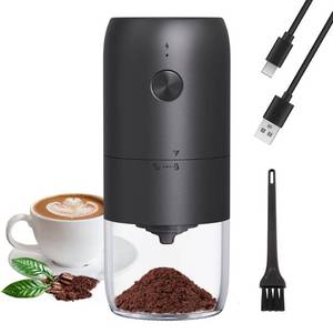 lot 50772 image: Coffee Grinder Electric with Adjustable Coarseness Ceramic Burrs, Portable One Touch Electric Spice Coffee Bean Grinder with Clean Brush, Type-C Charging, Black