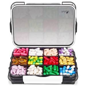 lot 50775 image: Fullicon Supplement Organizer with 12 Extra Large Compartment, Daily Travel Moisture Proof Pill Case with Removable Dividers, Large Pill Box for Vitamin with 3 Secured Buckles (Black)