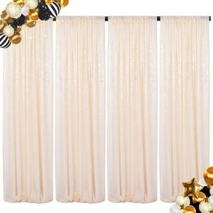 lot 50777 image: ShinyBeauty Sequin Backdrop Curtains 4 Panels Ivory 2FTx8FT Sequin Fabric Photo Backdrop Curtains Ivory Glitter Curtains for Party Baby Shower Backdrop Backgrounds