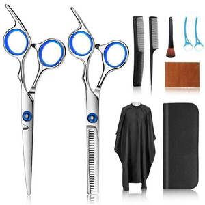 lot 50789 image: Hair Cutting Scissors Kits, 10 Pcs Stainless Steel Hairdressing Shears Set Professional Thinning Scissors For BarberSalonHomeMenWomenKidsAdults Shear Sets