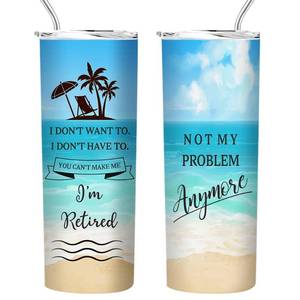 lot 50796 image: Fatbaby Retirement Gifts for Women,Happy Retirement Travel Tumbler Cup,Retired Gifts for Women Coworker,Vacuum Insulated Stainless Steel Skinny Tumbler With Lid and Straw 20oz