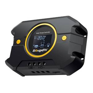 lot 50800 image: BougeRV Li 20A PWM Solar Charge Controller 12V 24V, Solar Panel Regulator w Backlit Display, USB Port, Adjustable Parameter, for Lithium, AGM, SLD, Gel Battery, for RV, Off-Gird, Negative Ground