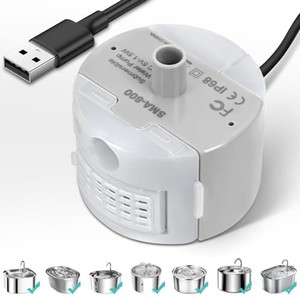 lot 50801 image: Ultra-Quiet Replacement Pump for Stainless Steel Cat Water Fountains - SMA-800 Motor - Safe and Easy to Clean with Low Voltage DC 5V and USB Cable
