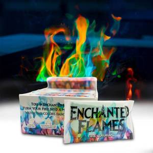 lot 50804 image: Enchanted Flames Pack of 5 Fire Changing Color Packets for Campfires, Fire Pits, and Outdoor Wood Fireplaces, Longer Lasting Burn Time, Safe and Non-Toxic