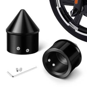 lot 50812 image: Benlari Black Front Axle Nut Covers fit for Harley, CNC Axle Nut Caps Compatible with Harley Davidson Touring Sportster Trike Dyna Softail Street Glide Road King Iron 883 Fat Boy 2002-2024