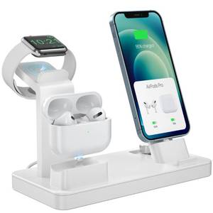 lot 50822 image: Charging Station for Apple Devices - 3 in 1 Charging Station for iPhone SeriesApple Watch SeriesAirPods Pro321, Charger Stand for Apple Watch SE87654321 (White)