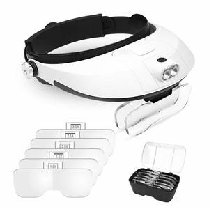 lot 50828 image: AZFUNN 1X to 6X Headband Magnifier, Head Mount Magnifying Glass with LED Light for Close Work Jewelers Loupe Eyelash Extensions Watch Repair Reading