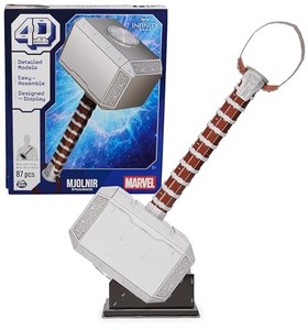 lot 50829 image: 4D Build, Marvel Mjolnir Thor Hammer 3D Puzzle Model Kit with Stand 87 Pcs  Thor Desk Decor  Building Toys  3D Puzzles for Adults & Teens 12