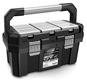 lot 50830 image: Anyyion 14-Inch Tool box with Removable Tray, Truly Strong and Durable For Craft Storage, Household��14In��