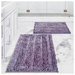 lot 50834 image: Civkor Bathroom Rugs Set 2 Pieces Light Purple Butter Chenille, Shiny Noodle Bath Mat Rug Set with Non Slip Backing, Super Water Absorbent Machine Washable 31x20 and 24x16 Inch, Lavender