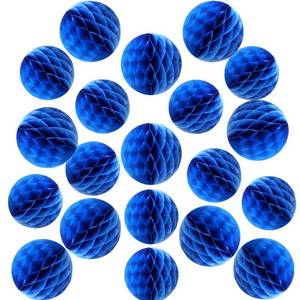 lot 50837 image: YLYs love 20pcs 4inch 6inch Pom Poms Tissue Paper Honeycomb Balls Flower Ball Wall Decor Pom Poms Decoration for Birthday Party Wedding (Royal Blue, 20pcs-4inch,6inch)