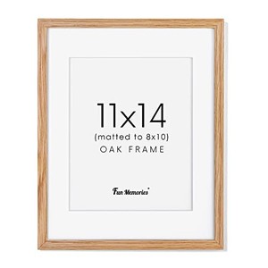 lot 50842 image: 11x14 Picture Frame, 11 x 14 Solid Oak Wood Picture Frame with Real Glass, 11x14 Wood Frames for Wall Display 8x10 Picture with Mat or 11x14 Picture without Mat, 11x14 Poster frame Art Frame