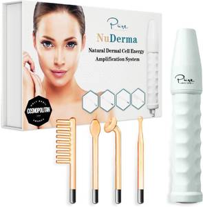 lot 50845 image: NuDerma Portable Handheld Skin Therapy Wand Machine wNeon - Anti-Aging - Skin Tightening - Wrinkle Reducing - Dark Circles - Clarifying - Hair & Scalp Stimulator