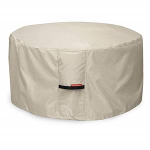 lot 50858 image: Porch Shield Fire Pit Cover - Waterproof 600D Heavy Duty Round Patio Fire Bowl Cover Beige - 32 inch