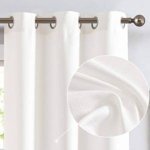 lot 50868 image: jinchan White Linen Textured Curtains 96 Inch Long 2 Panels for Living Room Grommet Top Light Filtering Window Drapes for Bedroom