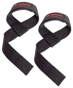 lot 50874 image: Harbinger Padded Cotton Lifting Straps with NeoTek Cushioned Wrist (Pair), Black , 5 mm