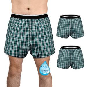 lot 50876 image: TIICHOO Incontinence Underwear for Men Moderate Absorbency Leak Proof Boxer Shorts with Opening Fly Checkered 2 Pack(XX-Large, 2 Green)