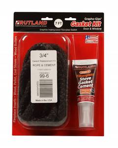 lot 50881 image: Rutland Wood Stove Gasket Replacement Kit, Graphite Impregnated Gasket & Adhesive, 34 x 7 Rope, Black