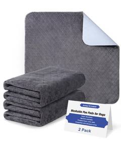 lot 50884 image: Washable Pee Pads for Dogs Super Absorbent 2-Pack Pet Potty Training Pads Reusable Cozy Flannel Puppy Mat Protects Against Urine Leakage Waterproof Whelping Pad with Non-Slip Buttom, 24 x 18 Inch