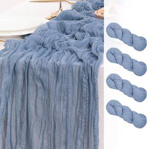lot 50897 image: LINXTAR Dusty Blue Cheesecloth Table Runner 14ft 4 Pack Vintage Rustic Gauze Table Runner 171x35 Inches Boho Decoration for Birthday Party Wedding Baby Shower Brunch Tea Party Photo Background