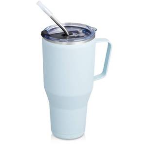 lot 50910 image: JEAREY 40oz Tumbler with Handle, Stainless Steel Tumbler with Lid and Straw, Insulated Tumbler Travel Mug for Hot Beverages and Cold Drinks, Tumblers for Cup Holders,Keep Cold for 24 Hours, Black