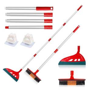 lot 50911 image: BURFERLY Magic Broom Sweeper, Multifunction Silicone Broom, Household Squeegee Broom for Floor Cleaning, Bathroom, pet Hair, Dog Broom Brush Set Red