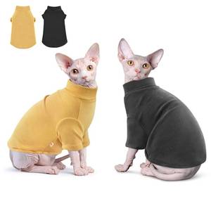 lot 50913 image: Idepet Sphynx Cats Sweater 2 Pack,Turtleneck Hairless Cat Shirt Soft and Warm Kitten Clothes with Sleeves Pullover Pet Winter Pajamas Jumpsuit for Cat Puppy (Black&Yellow, Medium)
