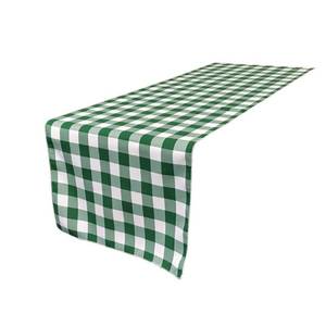 lot 50915 image: LA Linen Double Sided Checkered Gingham Table Runner 14 by 108-Inch, Hunter Green and White