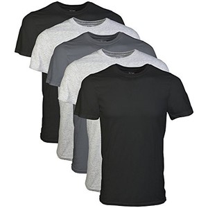 lot 50919 image: Gildan Mens Crew T-Shirts, Multipack, Style G1100, BlackSport GreyCharcoal (5-Pack), X-Large