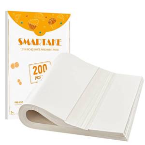 lot 50922 image: SMARTAKE 200 Pcs Parchment Paper Baking Sheets, 12x16 Inch Non-Stick Precut Baking Parchment, Suitable for Baking Grilling Air Fryer Steaming Bread Cup Cake Cookie and More (White)
