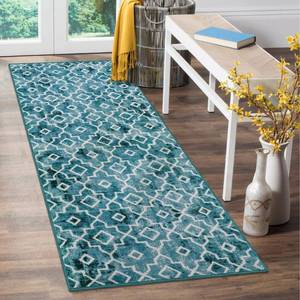 lot 50923 image: Wonnitar Moroccan Washable Runner Rug - 2x5 Teal Kitchen Rug Runner Distressed Non-Slip Bathroom Carpet Runner Rugs Modern Geometric Laundry Room Throw Mat for Entrance Bath Guest Room