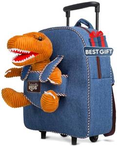 lot 50924 image: Dinosaur Rolling Backpack Toddler Suitcase, Kids Luggage, Kids Suitcase for Boys with Wheels
