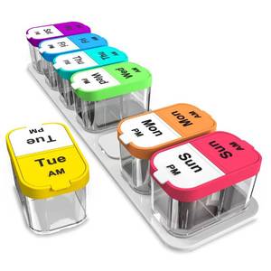 lot 50930 image: Odaro Extra Large Weekly Pill Organizer 2 Times A Day, Pill Box 7 Day Am Pm to Hold Daily Medicine Vitamin and Supplements for Elders, Arthrtic Patients and Kids