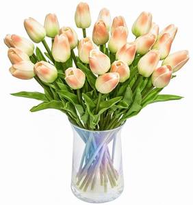 lot 50932 image: JOEJISN 30pcs Artificial Tulips Flowers Real Touch Champagne Tulips Fake Holland PU Tulip Bouquet Latex Flowers for Wedding Party Office Home Kitchen Decoration (Champagne)